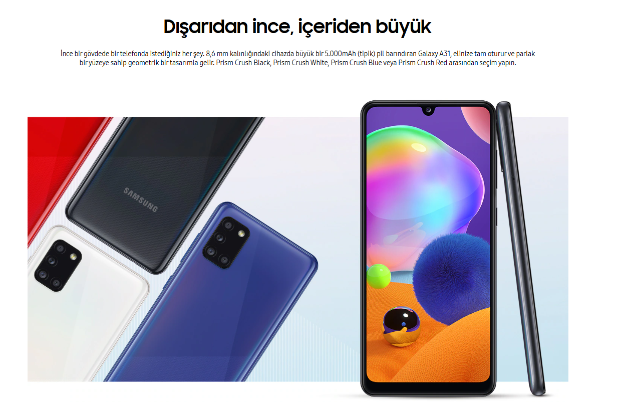 Yenilenmiş Samsung Galaxy A31 Tasarım